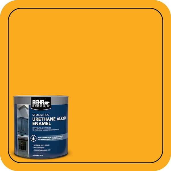 BEHR PREMIUM 1 qt. #P270-7 Sunny Side Up Semi-Gloss Enamel Urethane Alkyd Interior/Exterior Paint (2)