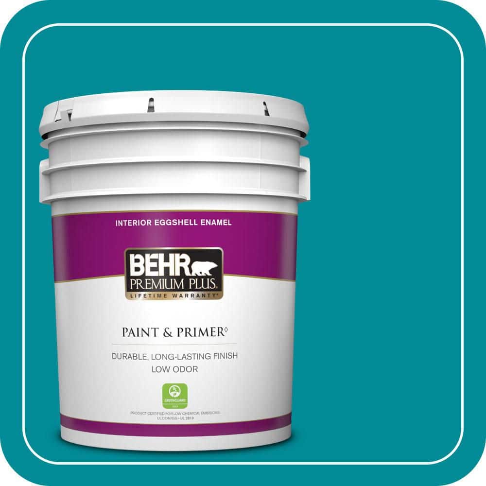BEHR PREMIUM PLUS 5 gal. #510B-7 Empress Teal Eggshell Enamel Low Odor Interior Paint & Primer
