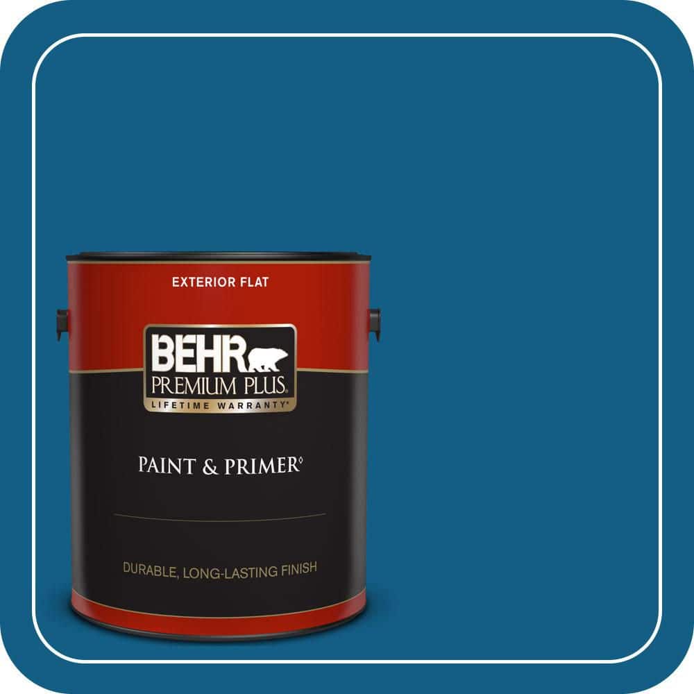 BEHR PREMIUM PLUS 1 gal. #S-H-550 Sapphire Sparkle Flat Exterior Paint & Primer (1)