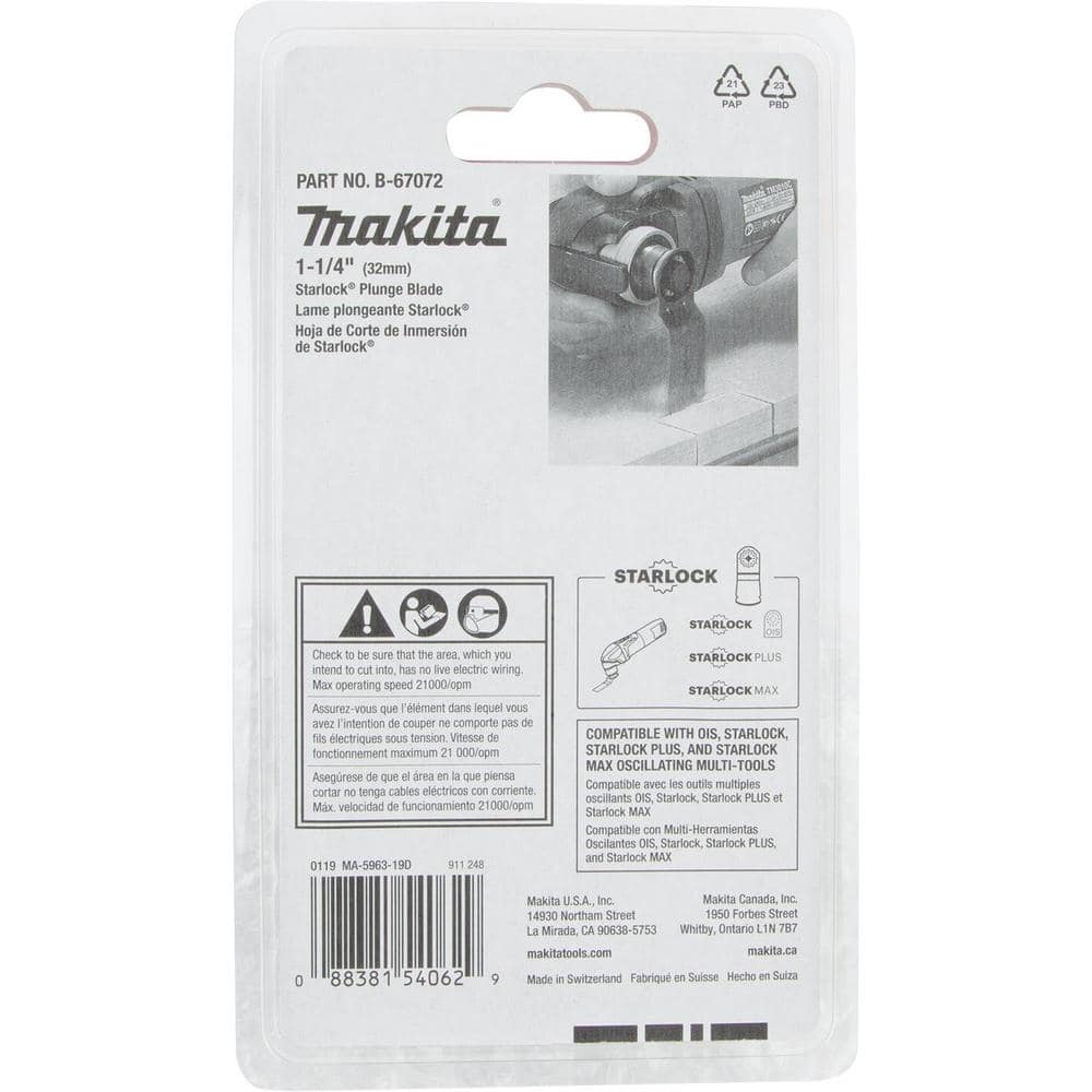 Makita 1-1/4 in. Starlock Plunge Blade (BiM), 14 TPI (3)
