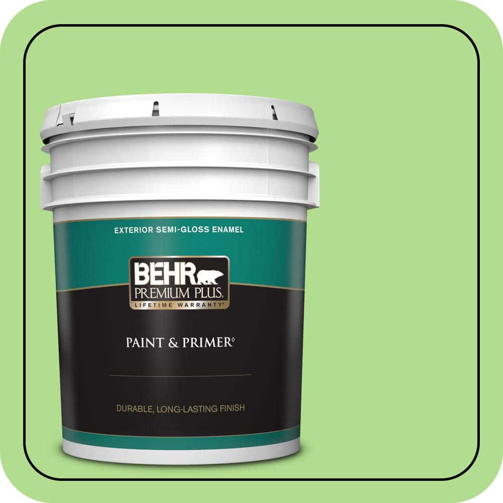 BEHR PREMIUM PLUS 5 gal. #MQ4-46 Early Spring Semi-Gloss Enamel Exterior Paint & Primer