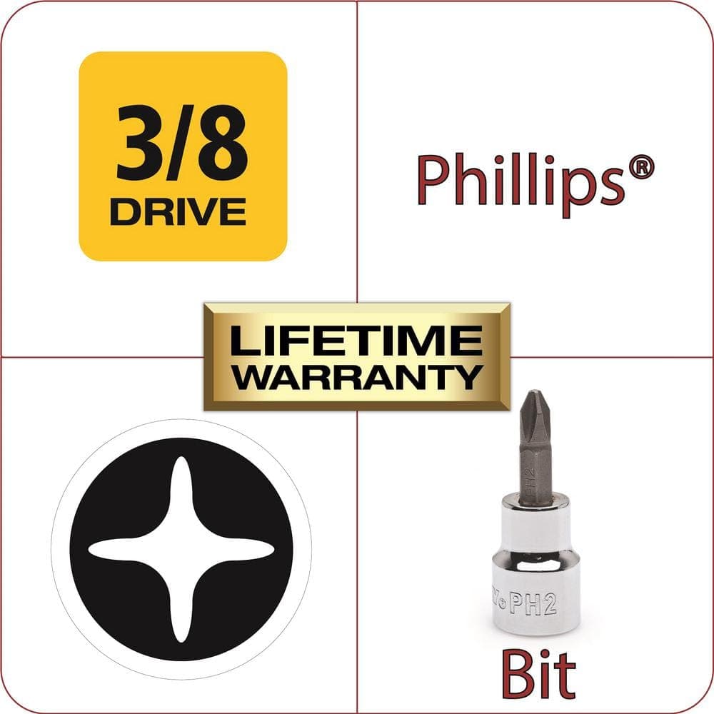 Husky #2 Philips 3/8 in. Drive Bit Socket (3)