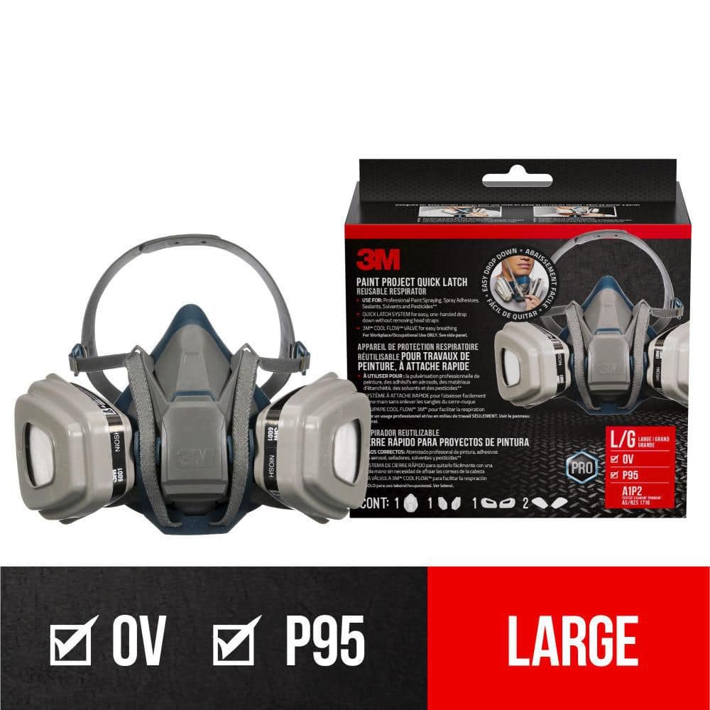 3M Paint Project Quick Latch Reusable Respirator, Size Large