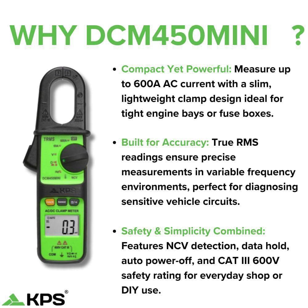 KPS DCM450MINI TRMS Clamp Meter-600A AC with NCV, 6000-Count Display & Backlight (3)