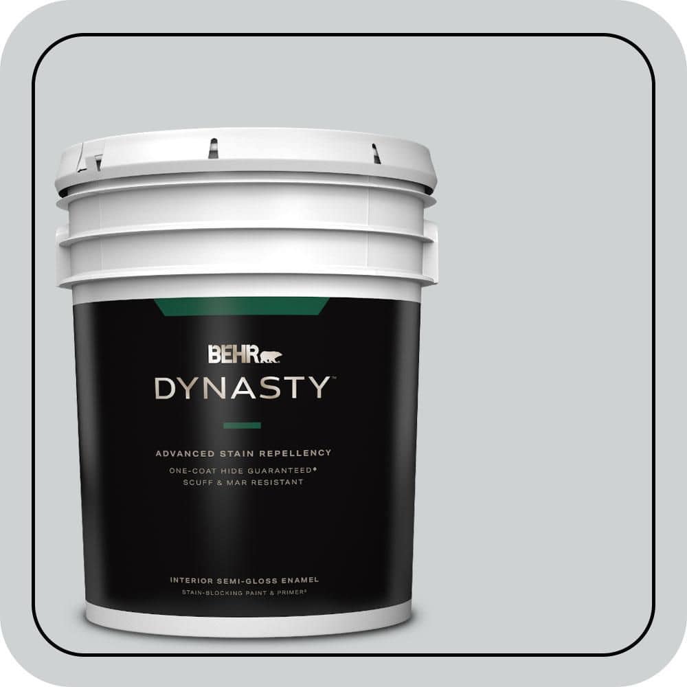 BEHR DYNASTY 5 gal. #N510-1 Silver Shadow Semi-Gloss Enamel Interior Stain-Blocking Paint & Primer