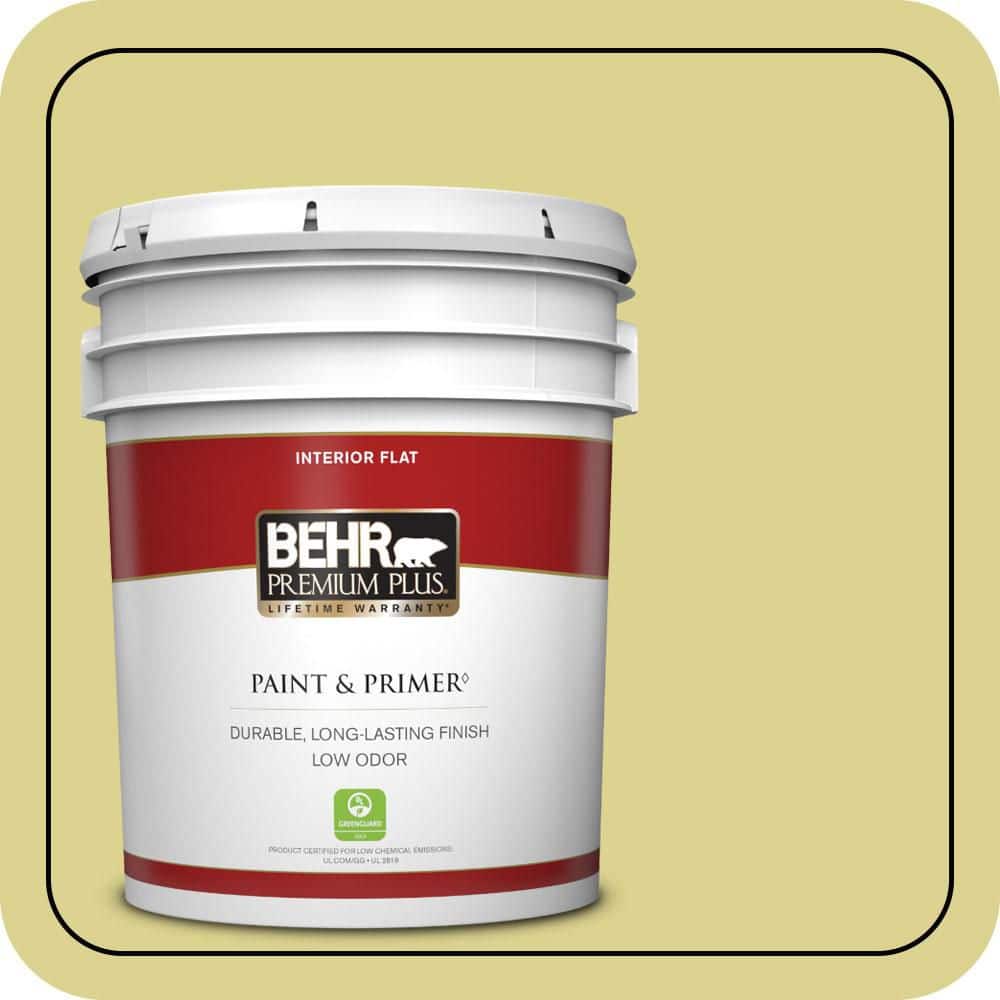 BEHR PREMIUM PLUS 5 gal. #T17-16 Thats My Lime Flat Low Odor Interior Paint & Primer