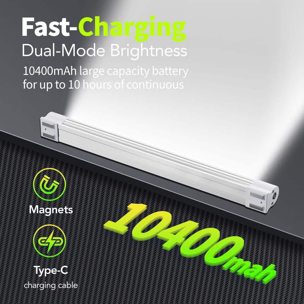 Unbranded 6000 Lumen LED Tube Magnetic Light Work Lights with 5 Lighting Options, 2 Magnets Endurance for 80 Hours (3)