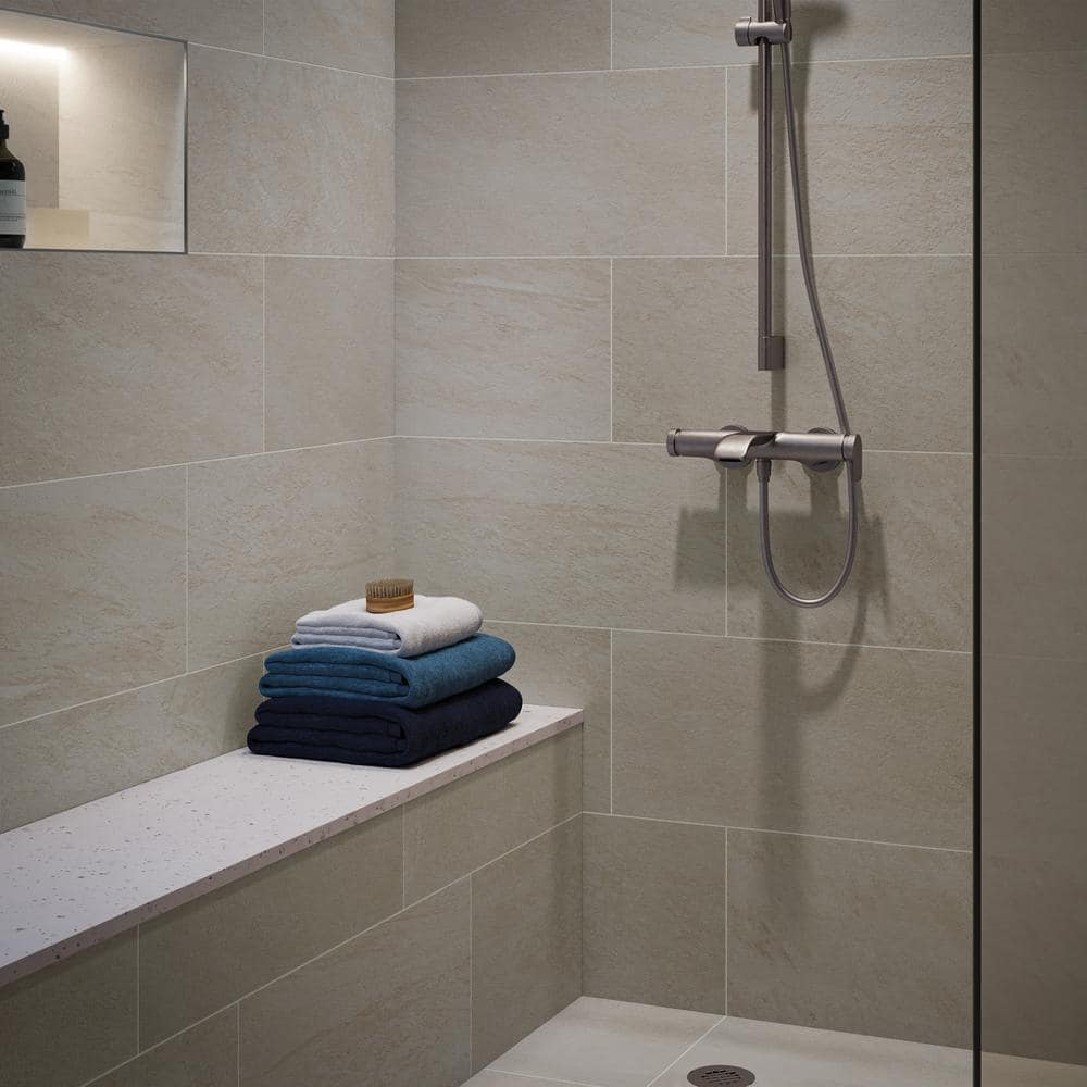 Corso Italia Alpe Ivory Matte 12 in. x 24 in. Quartzite Stone Look Porcelain Floor and Wall Tile (1.94 sq. ft./Each) (3)