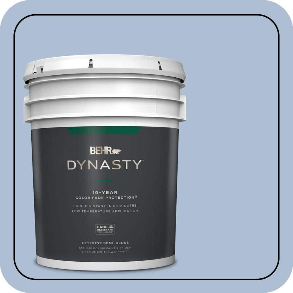BEHR DYNASTY 5 gal. #580E-3 Sweet Blue Semi-Gloss Enamel Exterior Stain-Blocking Paint & Primer
