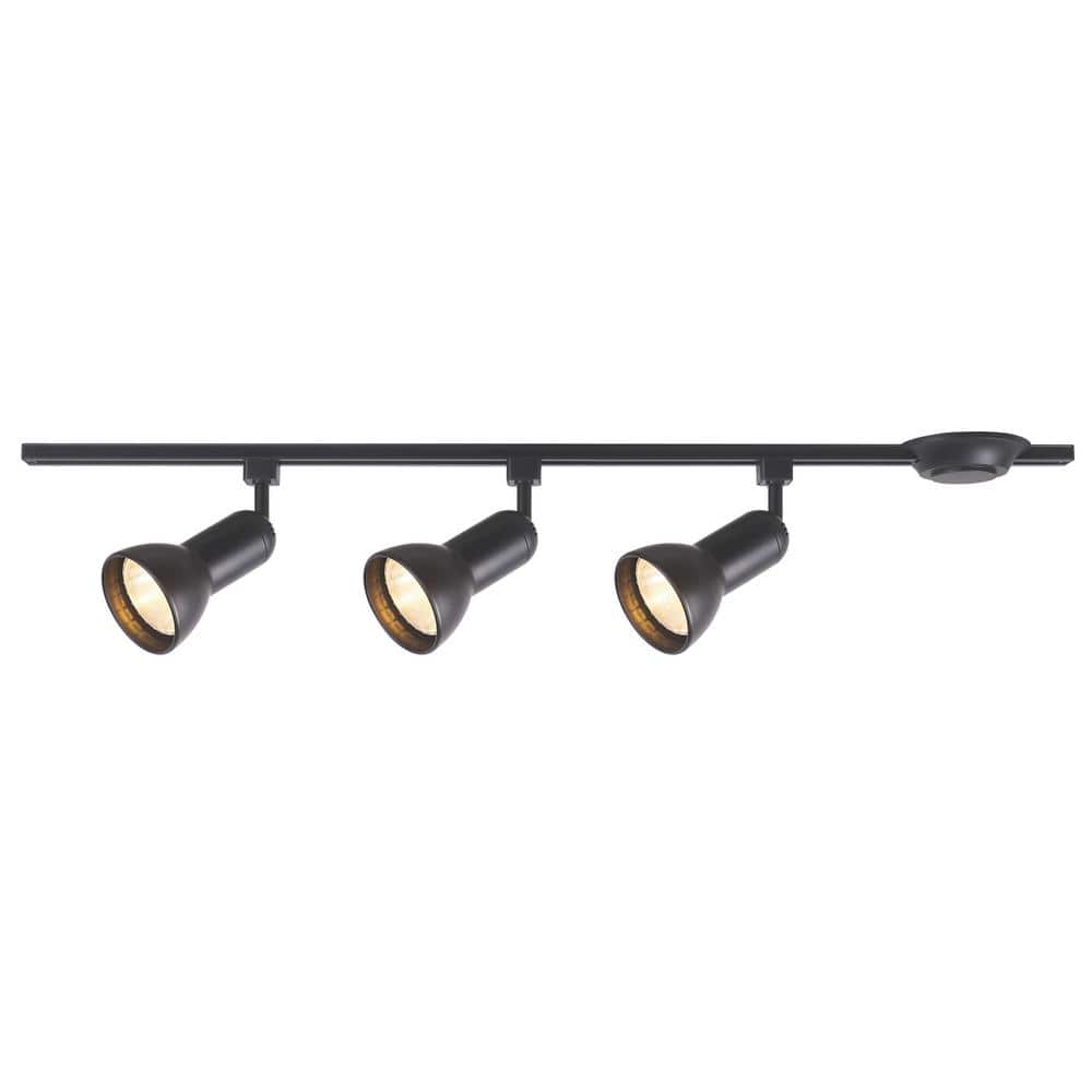 Hampton Bay 8 ft. 2400-Watt Black Linear Track Lighting Rail Section (3)