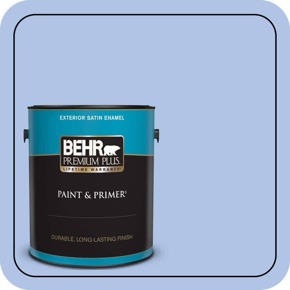 BEHR PREMIUM PLUS 1 gal. #580B-4 Ocean Dream Satin Enamel Exterior Paint & Primer