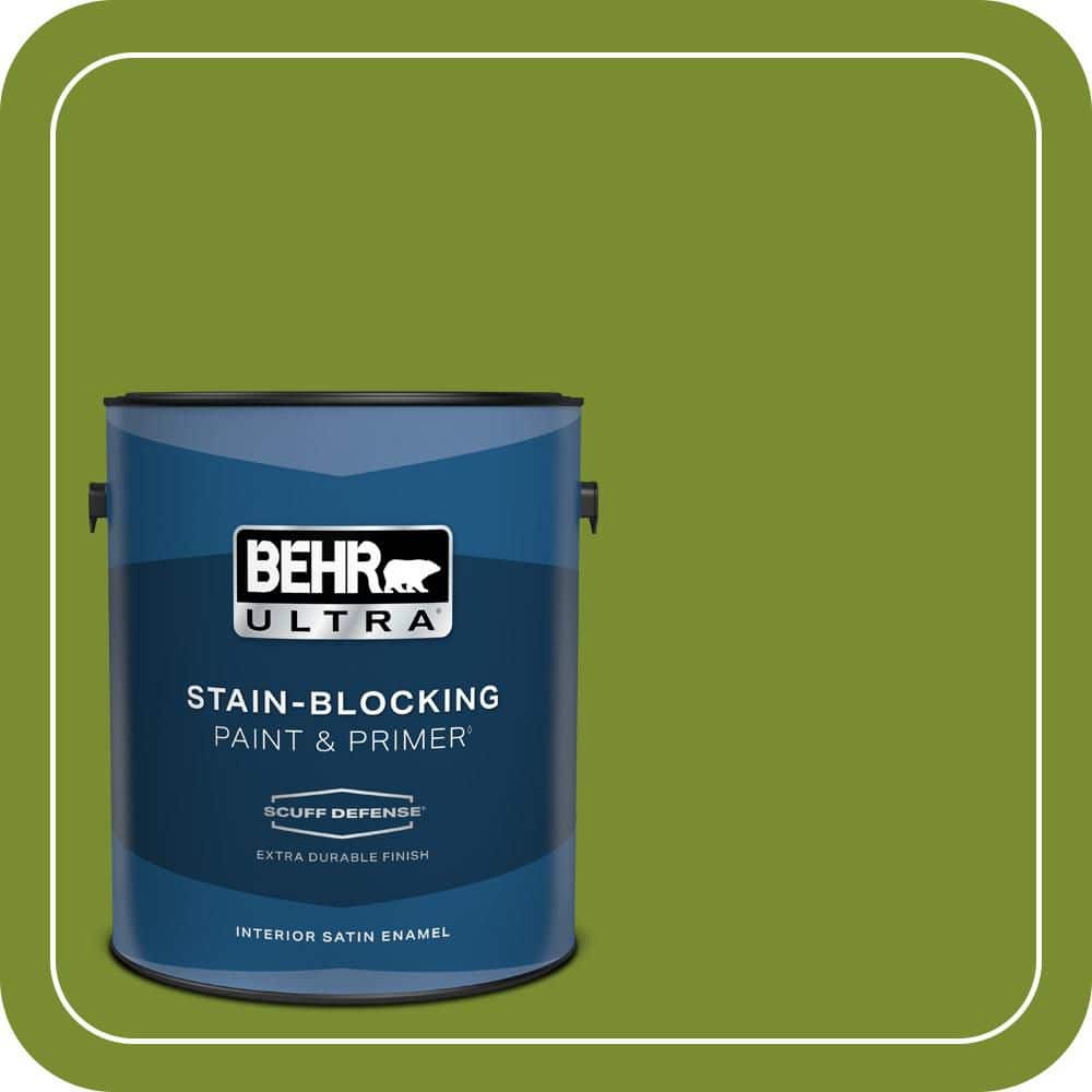 BEHR ULTRA 1 gal. #P360-7 Sassy Grass Extra Durable Satin Enamel Interior Paint & Primer