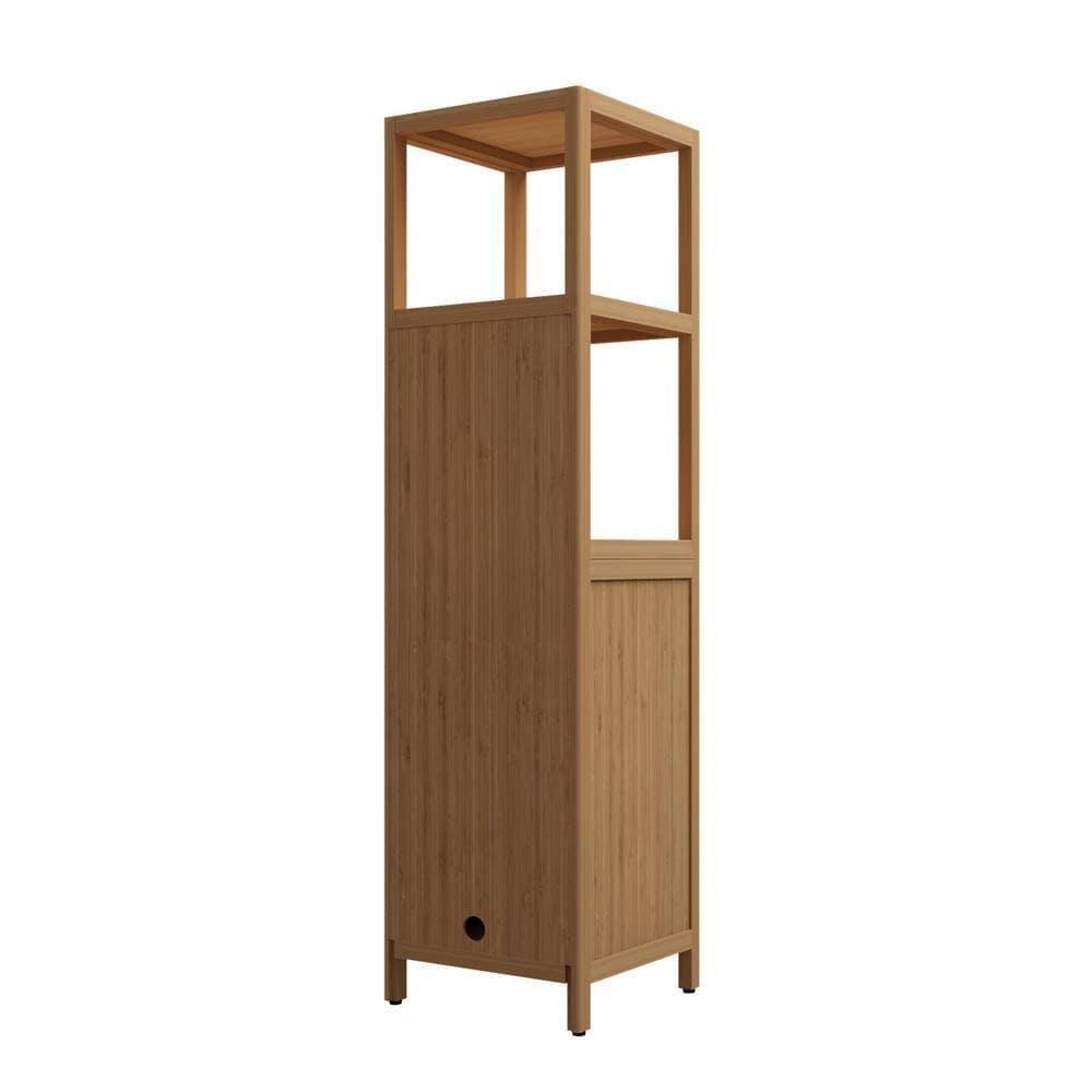 Tileon 12.99 in. W x 14.09 in. D x 52 in. H Brown Bamboo Freestanding Linen Cabinet (3)