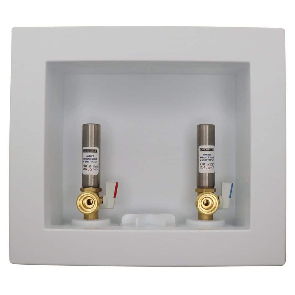 Everbilt 1/2 in. Brass Push-to-Connect x 3/4 in. Male Hose Thread Washing Machine Outlet Box with Water Hammer Arrestors (1)
