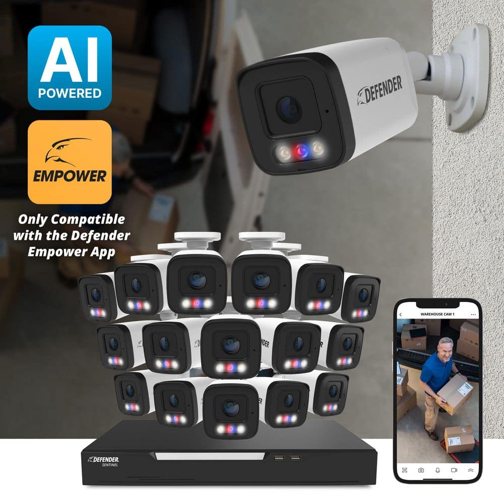 Defender AI Powered Sentinel 4K Wired 16-Channel PoE NVR Security System, 16-Metal Cameras with 2TB HDD (3)