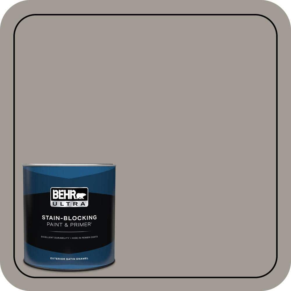BEHR ULTRA 1 qt. #PPU18-15 Fashion Gray Satin Enamel Exterior Paint & Primer