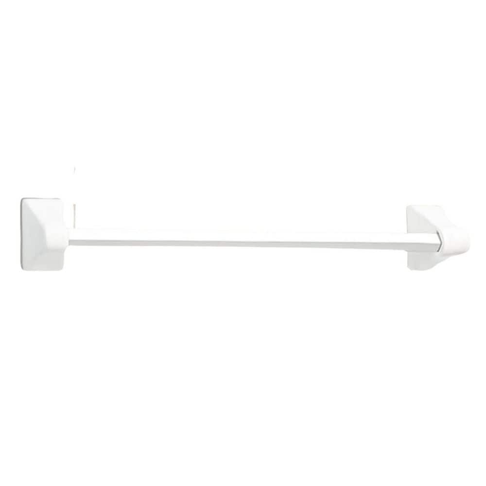 Unbranded Brushed Nickel Wall Mounted White Plastic 24 in. Cut to Fit Spring Loaded Replacement Towel Bar Rod for Ceramic (1)