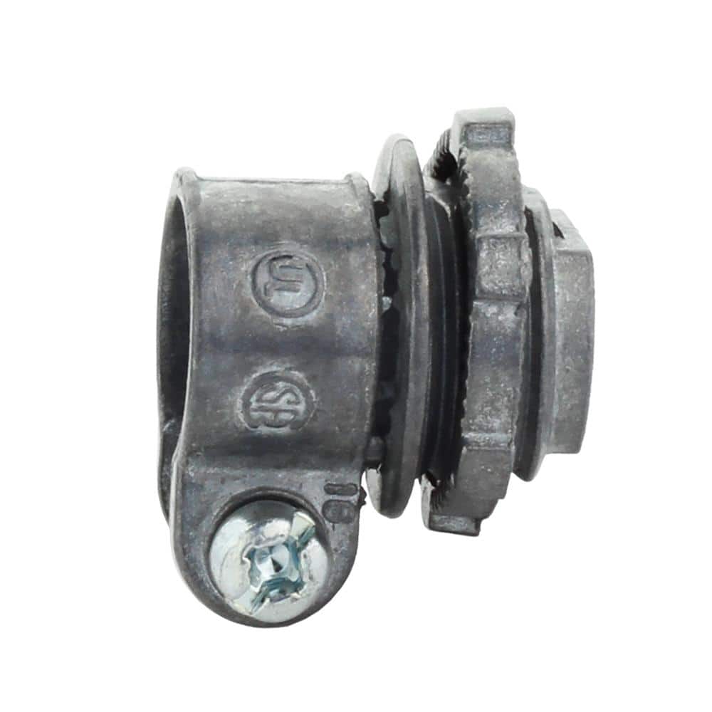 Commercial Electric 3/8 in. (1/2 in. Knockout) Flexible Metal Conduit (FMC) Squeeze Connector (3-Pack) (3)