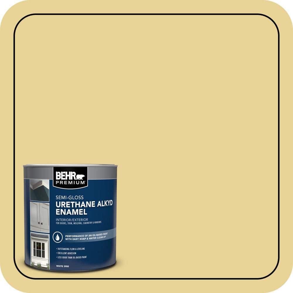 BEHR PREMIUM 1 qt. #390D-4 Honey Beige Semi-Gloss Enamel Urethane Alkyd Interior/Exterior Paint (1)