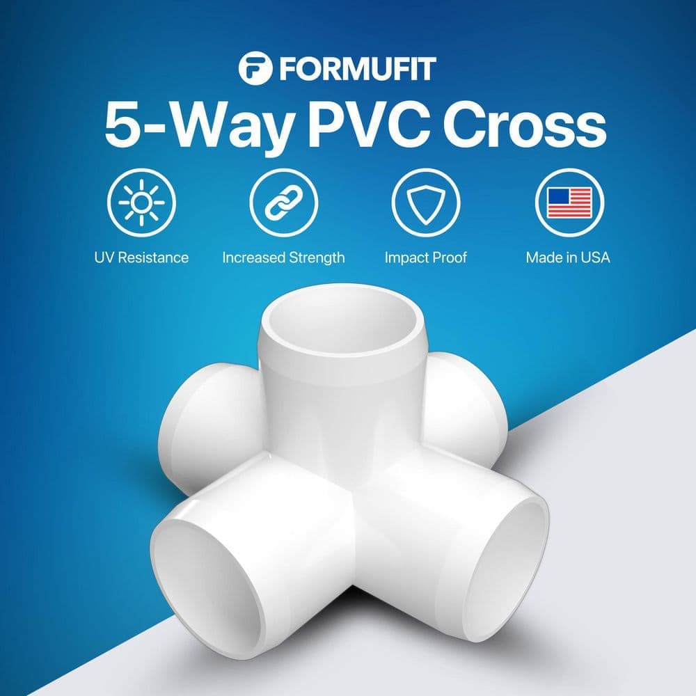 Formufit 1-1/2 in. Furniture Grade PVC 5-Way Cross Fitting in White (4-Pack) (2)