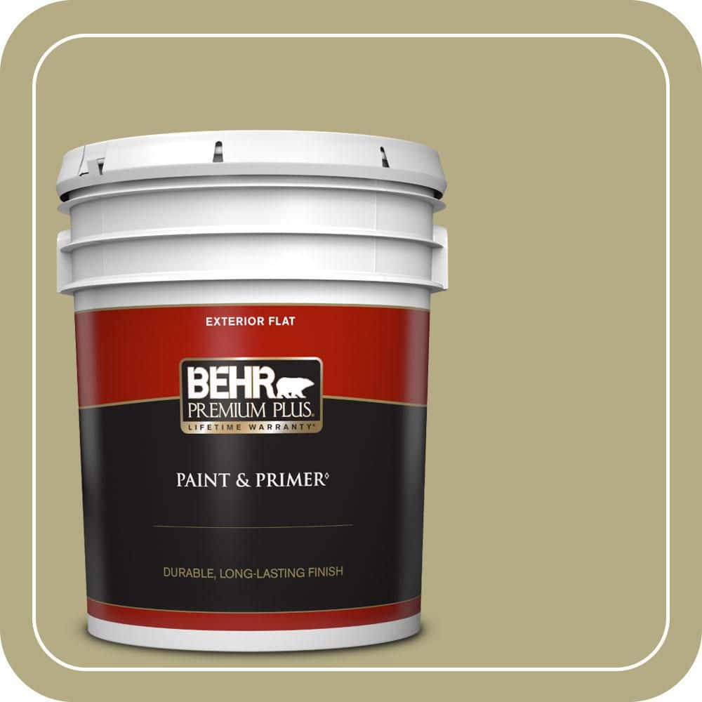 BEHR PREMIUM PLUS 5 gal. #PPU9-08 Tarragon Tease Flat Exterior Paint & Primer