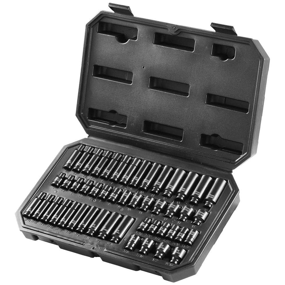 SKYSHALO Drive Impact Socket Set 1/4 in. 48 Piece Deep Socket Set Metric 4-15mm-6 Point Cr-Mo Alloy Steel (1)