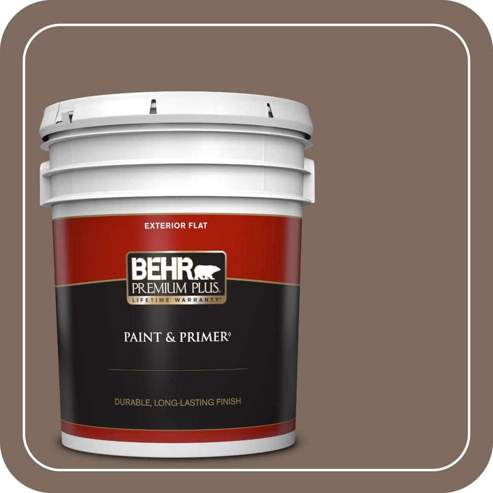 BEHR PREMIUM PLUS 5 gal. #N180-6 Derby Flat Exterior Paint & Primer