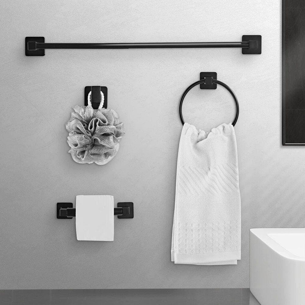 Numhew 4-Piece Stainless Steel Bathroom Hardware Set Towel Robe Towel Hooks Toilet Paper Holder (2)