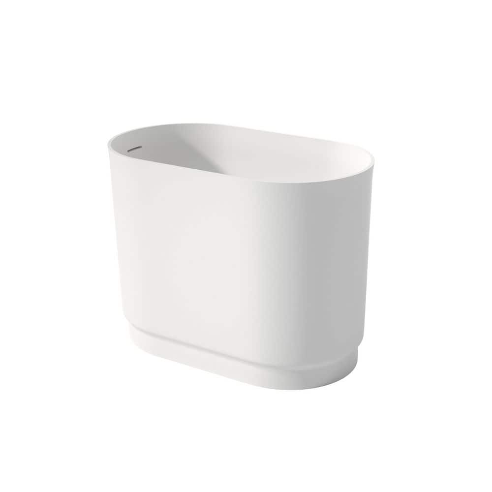 ANGELES HOME 39.37 in. x 22.83 in. Stone Resin Solid Surface Japanese Freestanding Soaking Bathtub with Drain and Seat in Matte White (3)