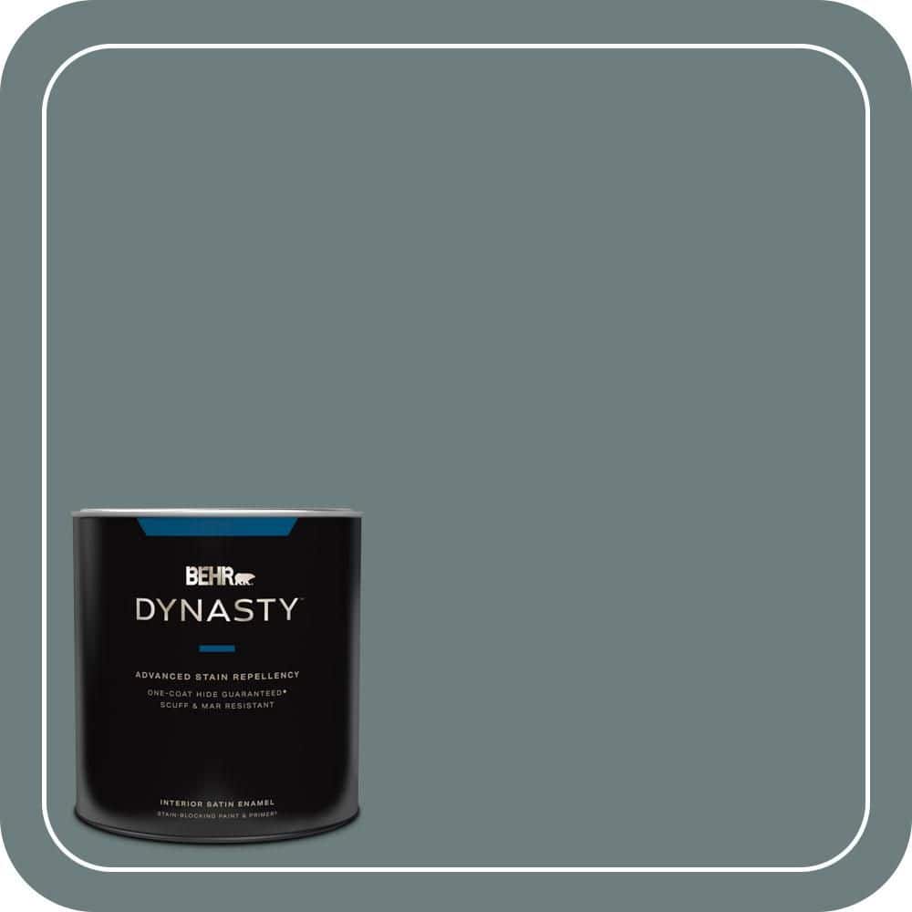 BEHR DYNASTY 1 qt. #N440-5 Coney Island One-Coat Hide Satin Enamel Stain-Blocking Interior Paint and Primer
