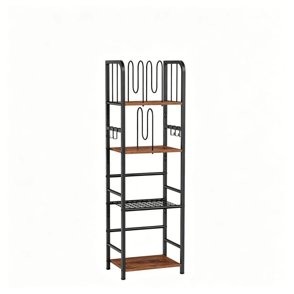 Whatseaso 15.35 in. W 52.95 in. H x 10.51 in. D 4-Tier M-Shaped Detachable Dividers Iron Towel Storage Shelf in Black (1)