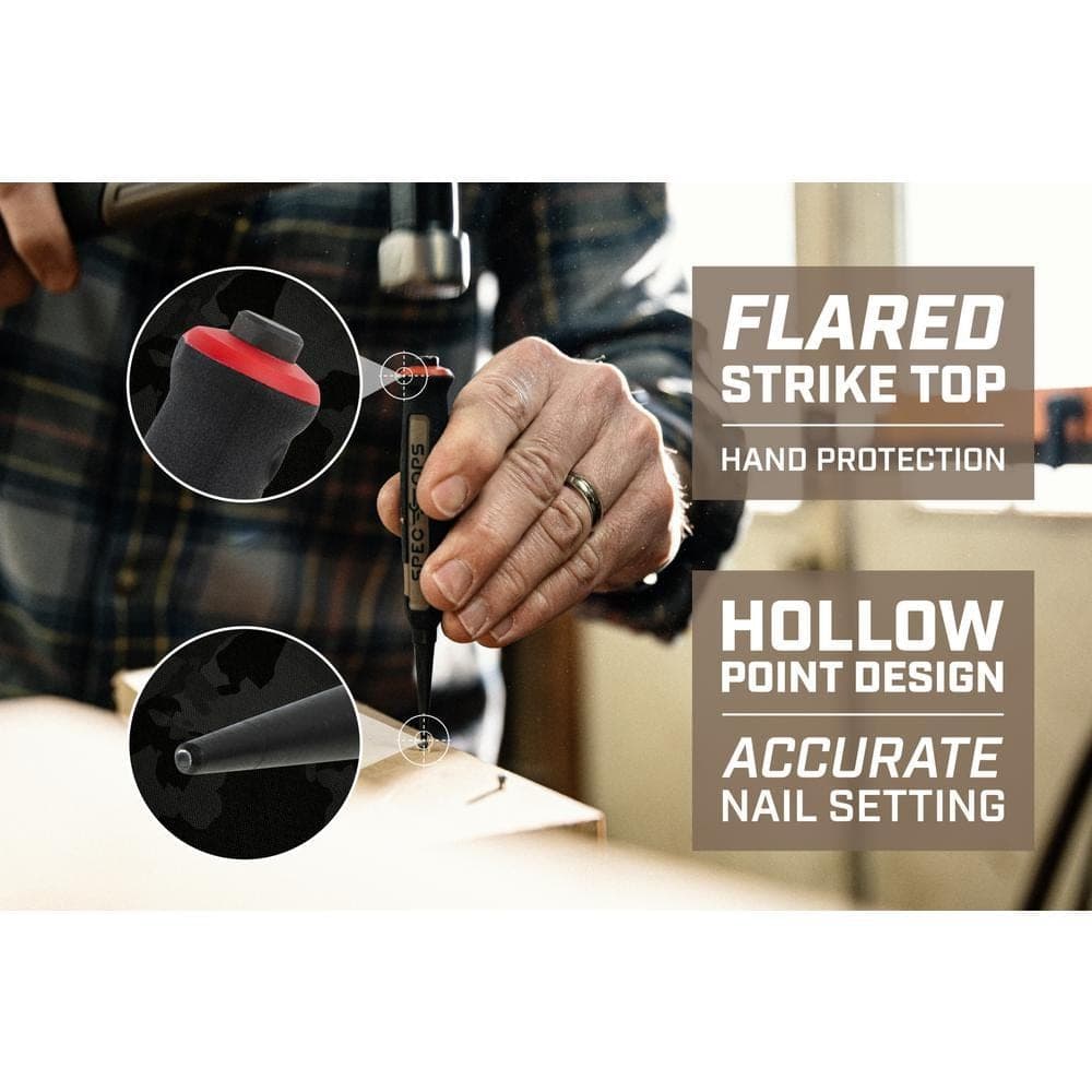 SPEC OPS Nail Set Punch 3-Piece Kit Includes 1/32 in., 1/16 in., 3/32 in., Shock-Absorbing Grip, High-Carbon Steel (2)