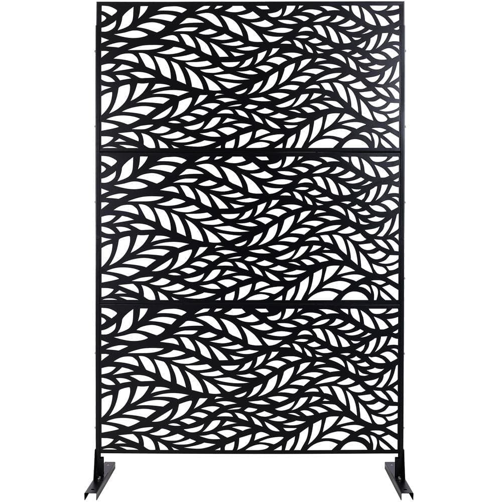 Kahomvis 6.3 ft. x 4 ft. Black Outdoor Steel Decorative Privacy Screen, Indoor Metal Privacy Fence Panel (1)