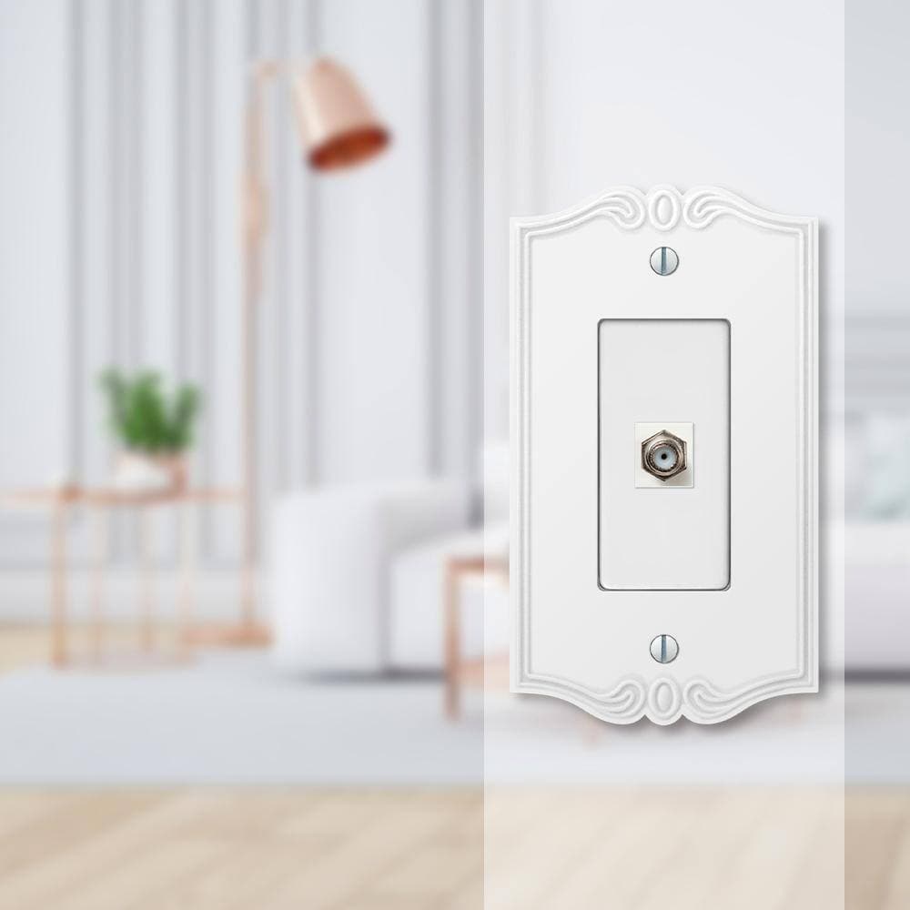 AMERELLE Charleston 1 Gang Coax Composite Wall Plate - White (2)