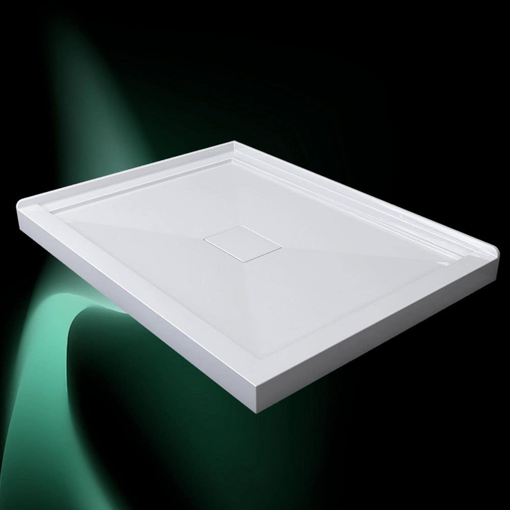 Getpro 48 in. L x 36 in. W Double Threshold Corner Shower Pan Base in White Acrylic Rectangular Shower Tray with Center Drain (3)