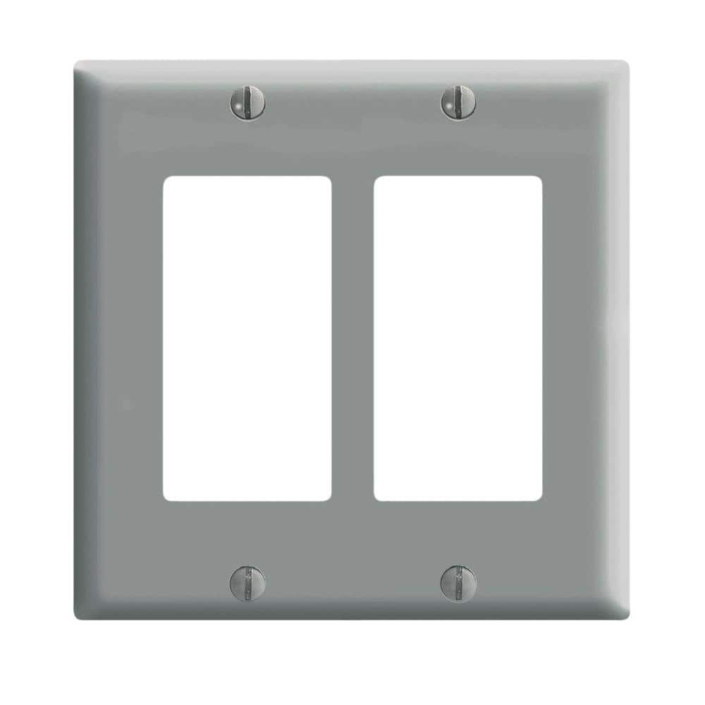 Leviton 2-Gang Gray Decora/Rocker Nylon Midway/Midsize Wall Plate (1-Pack) PJ262-GY