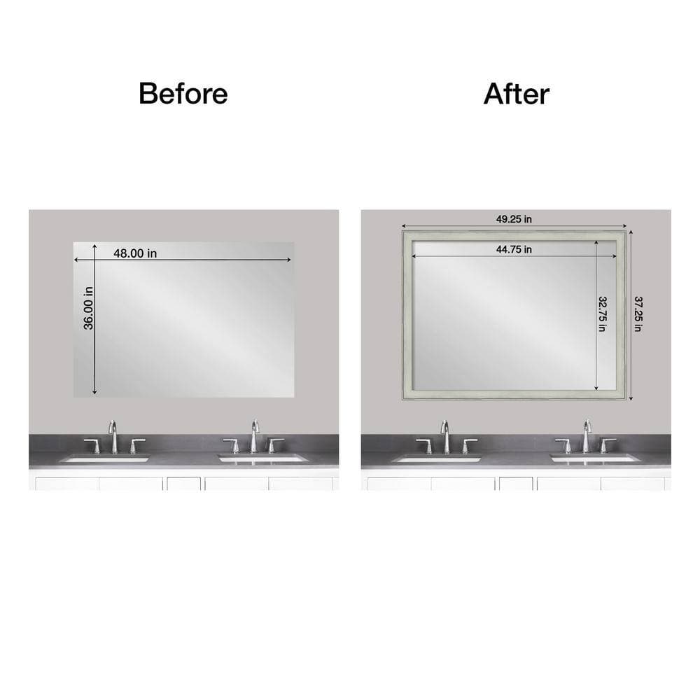 Amanti Art Mirror Makeover Flair Silver Patina 49.25 in. W x 37.25 in. H Bathroom Mirror Frame Border Kit-Fits a 48 x 36 Mirror (2)