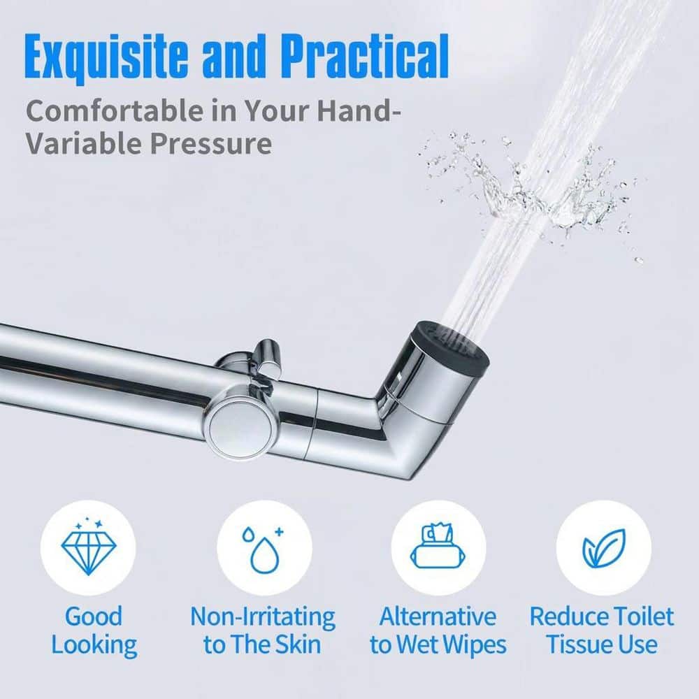 Anqtovp Handheld Bidet Sprayer Attachment with Hose, Bracket and T-Valve, Dual Jet and Soft Spray Modes for Toilet (3)