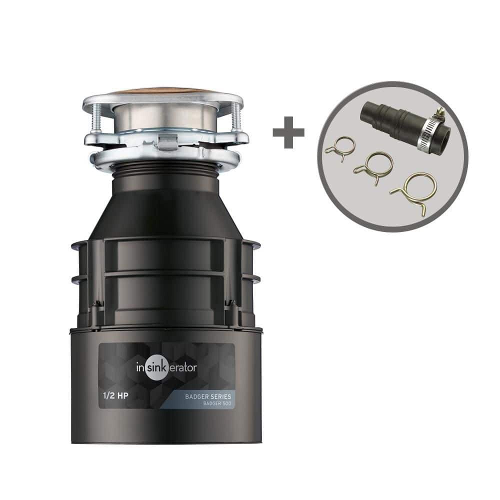 InSinkErator Badger 500, 1/2 HP Continuous Feed Kitchen Garbage Disposal with Dishwasher Connector, Badger Series