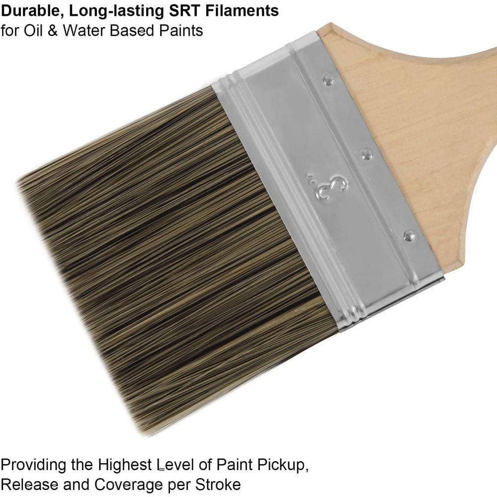 KIWDZFU Assorted Sizes Double Thick Chip Paint Brush Set for Walls and Fence Staining Wooden Handle Masonry Paintbrush 5-Pack (3)