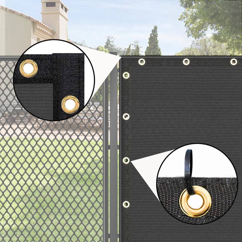 Unbranded 6 ft x 50 ft Fence Privacy Screen, 90% Blockout Shade Cover with Brass Grommets, Heavy Duty HDPE, Dark Gray (3)