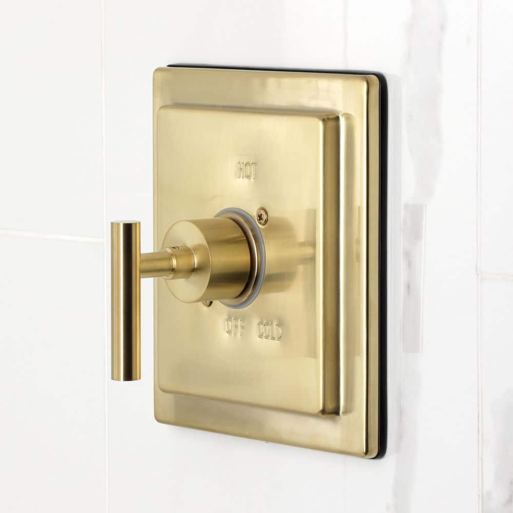 Kingston Brass Manhattan 1-Handle 1-Spray Tub and Shower Faucet 1.8 GPM in Brushed Brass (3)