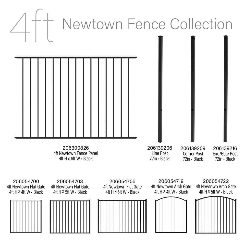 FORGERIGHT Newtown 4 ft. H x 4 ft. W Black Aluminum Arched Pre-Assembled Fence Gate (2)
