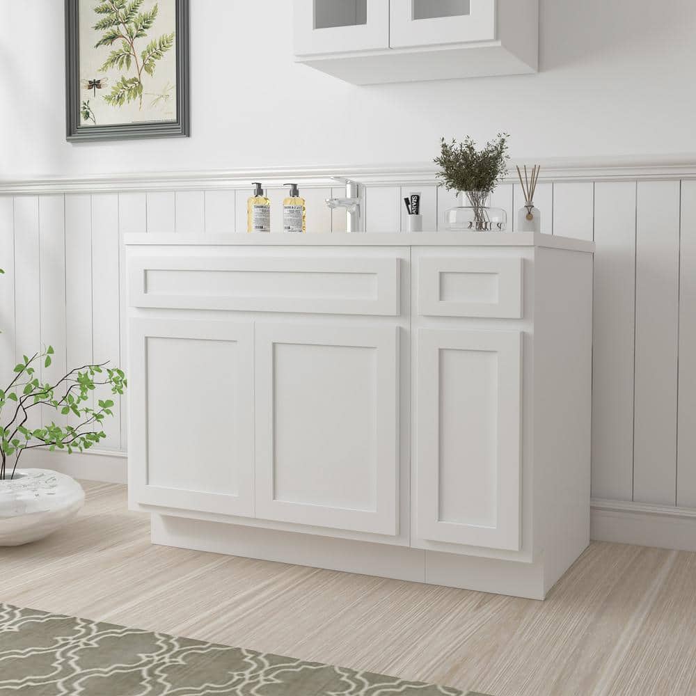 Vanity Art Montclair 45 in. 3-Door and 1-Drawer Freestanding Shaker Bathroom Vanity Cabinet (No Top) in White - Unassembled (2)