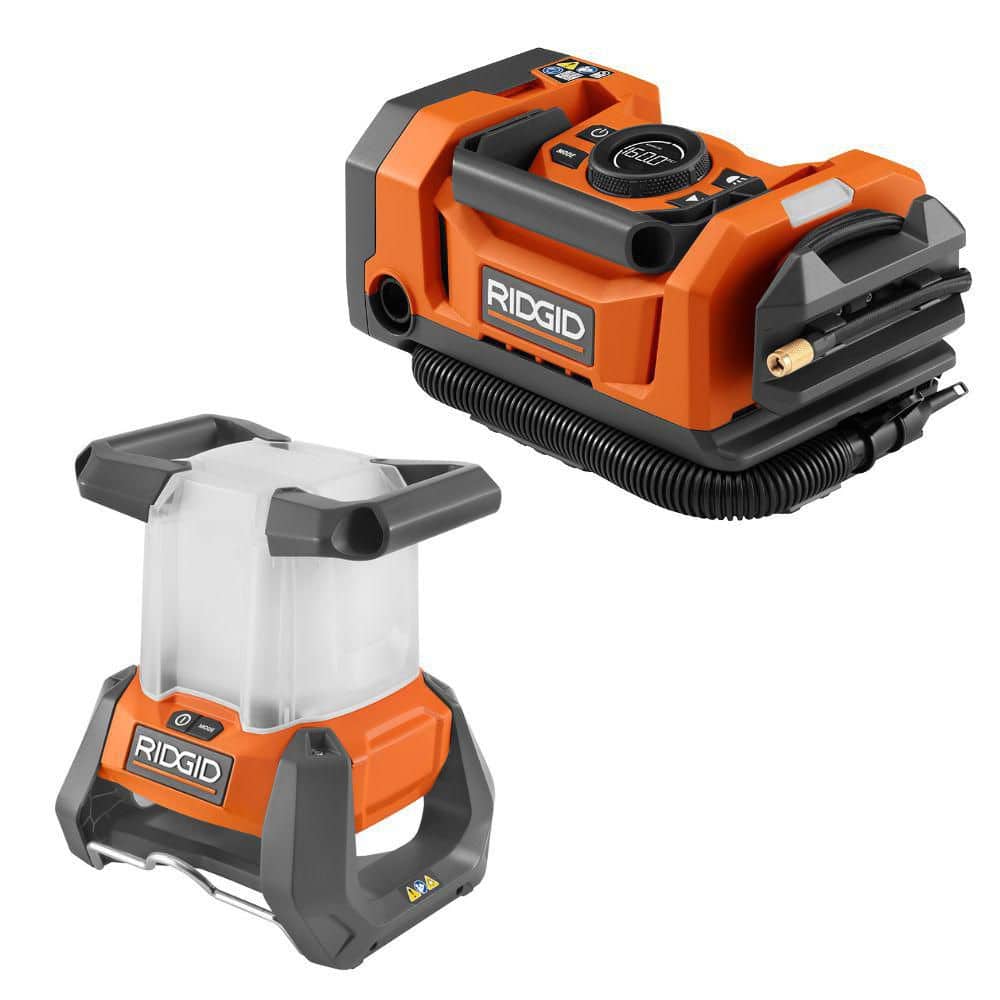 RIDGID 18V Dual Function Cordless Inflator with 18V Cordless 360° Area Light (Tools Only)