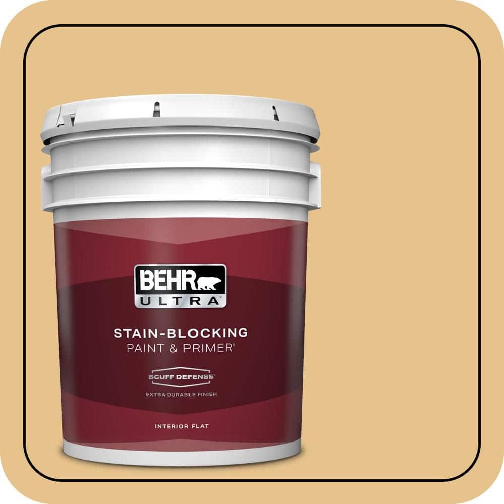 BEHR ULTRA 5 gal. #T17-02 Gold Hearted Extra Durable Flat Interior Paint & Primer