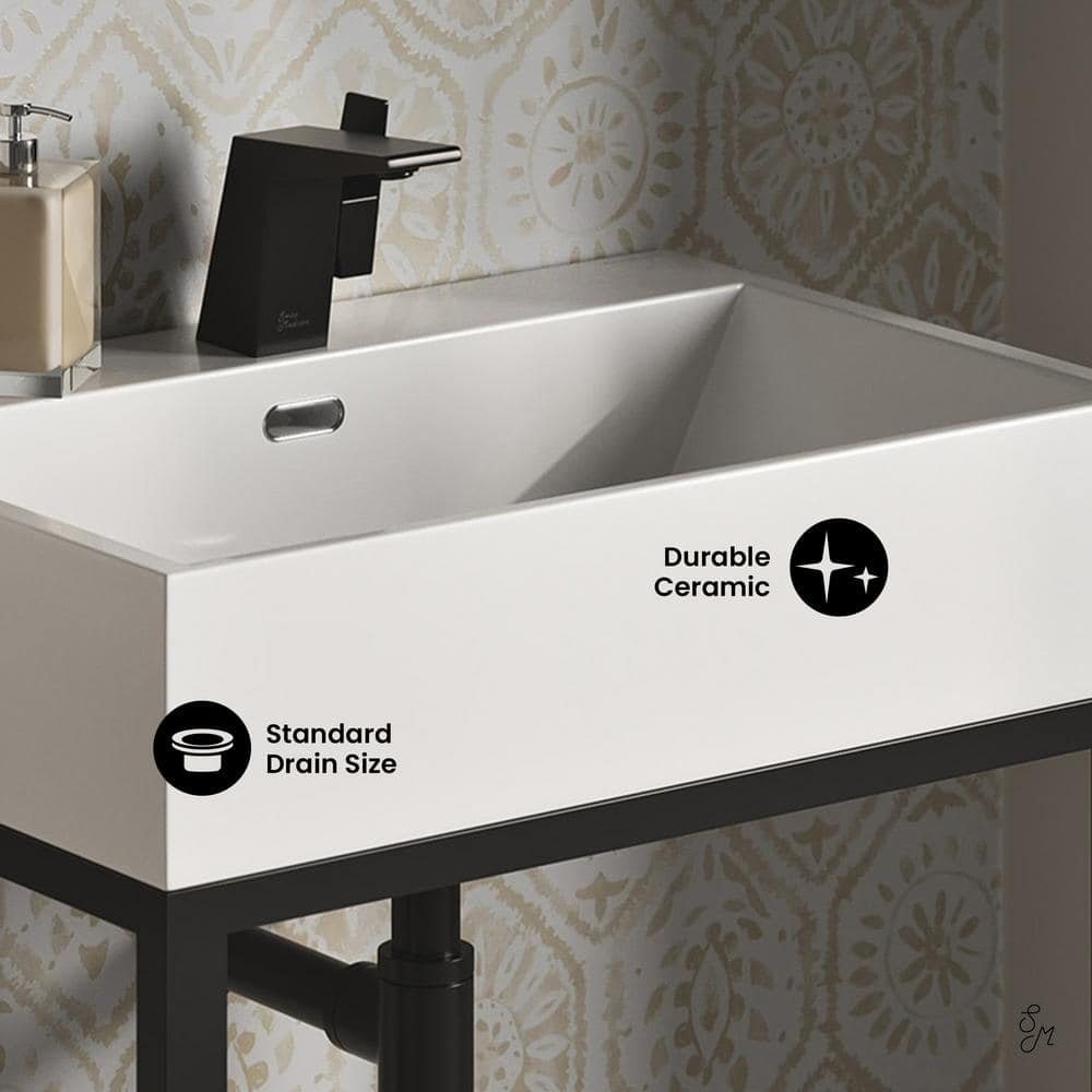 Swiss Madison Concorde Ceramic Console SinkWhite Basin Rectangle with Legs (3)