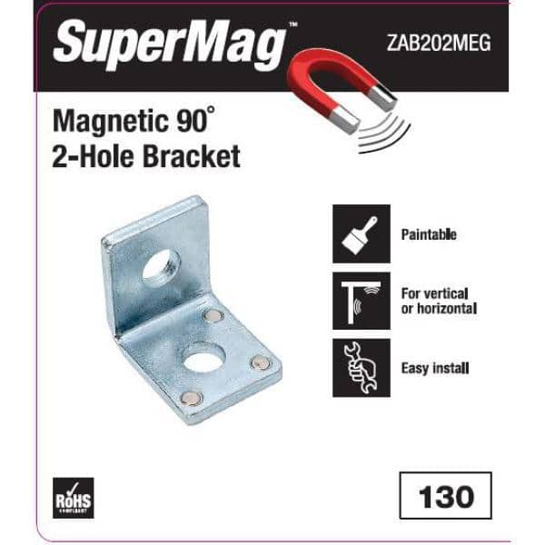 SuperMag 2-Hole 90-Degree Angle Strut Bracket with Magnets - Strut Fitting - Silver Galvanized (ZAB202MEG) (2)