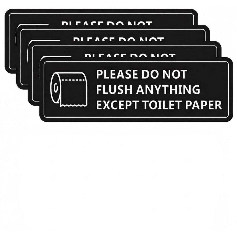 LAIFUCAM 4 Pack Self-Adhesive Aluminum Do Not Flush Anything Except Toilet Paper Bathroom Restroom Wall Door Signs (1)