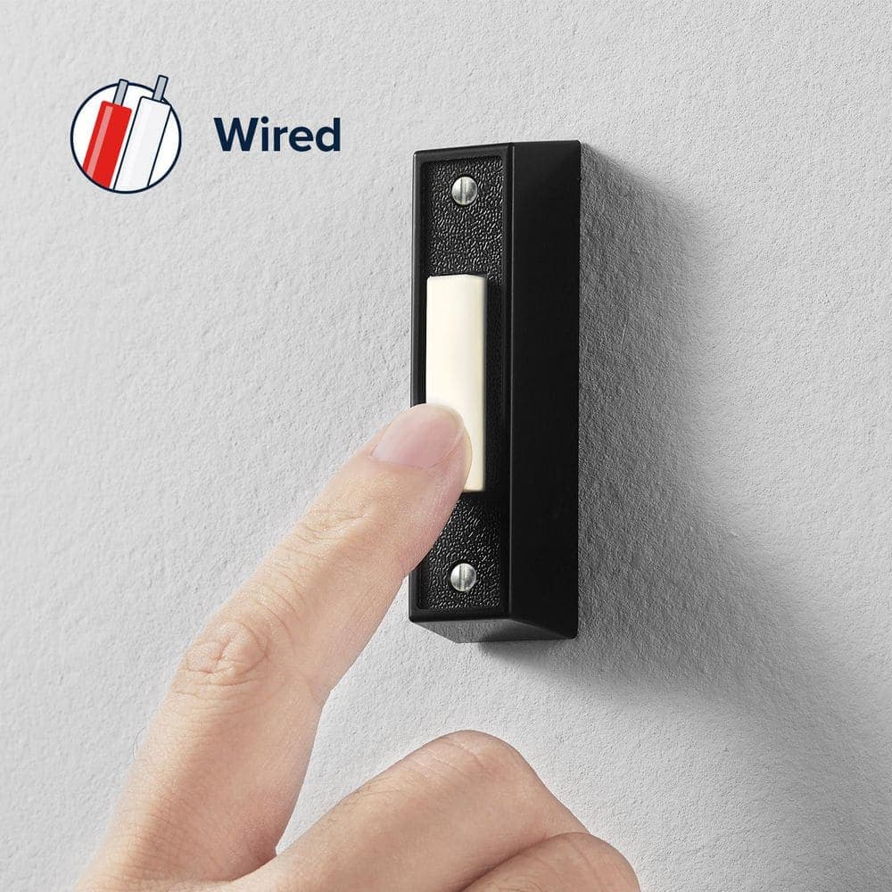 Heath Zenith Black Plastic Wired Lighted Push Doorbell Button (2)